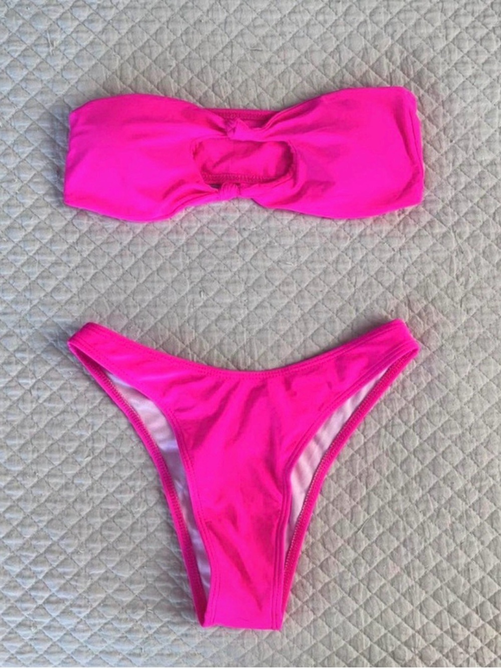 SHEIN Neon Hot Pink Bandeau Bikini Set